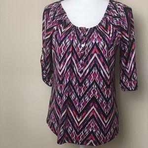 NWT Notations Chevon Print Blouse